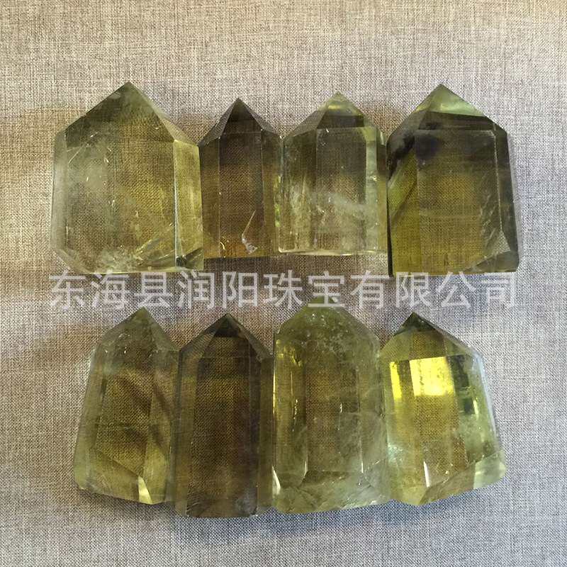 水晶柱 天然黄水晶六棱柱 巴西黄晶透明水晶柱子 厂家直销
