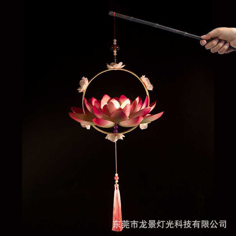 汉服灯笼古风手提莲花灯节庆游园古装拍摄道具灯手工竹圈荷花灯