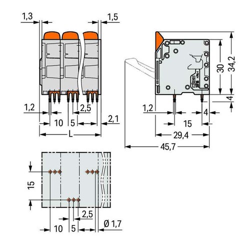 万可接线端子PCB 接线端子，型号2616-3102/020-000
