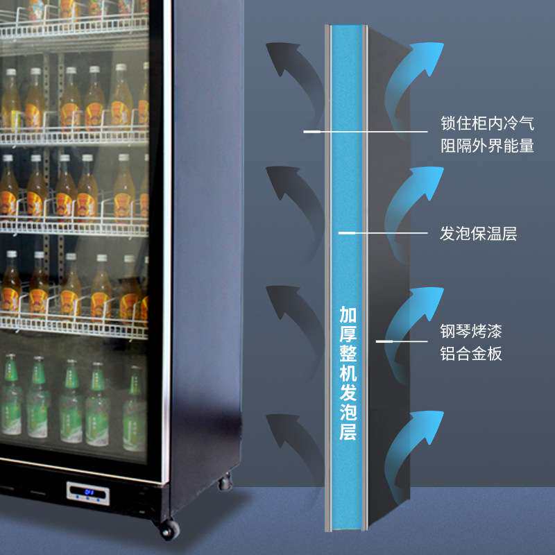 风冷网红酒水柜商用瓶酒柜酒吧四门冰箱冷藏柜立式冰柜饮料展示柜