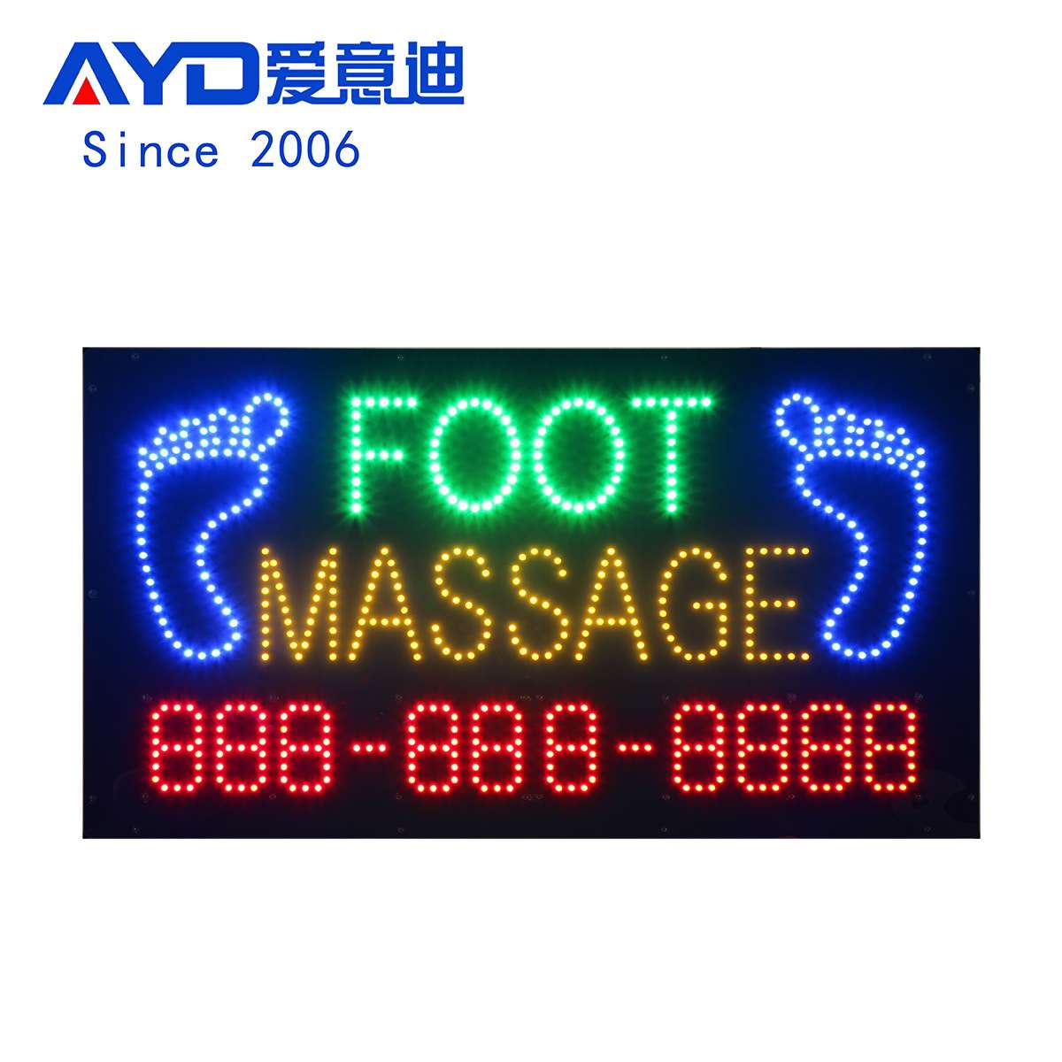 足底按摩灯牌LED广告牌带电话号码电子招牌LED FOOT MASSAGE SIGN