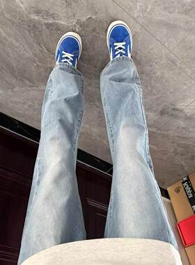 浅蓝色儿童牛仔裤男美式高