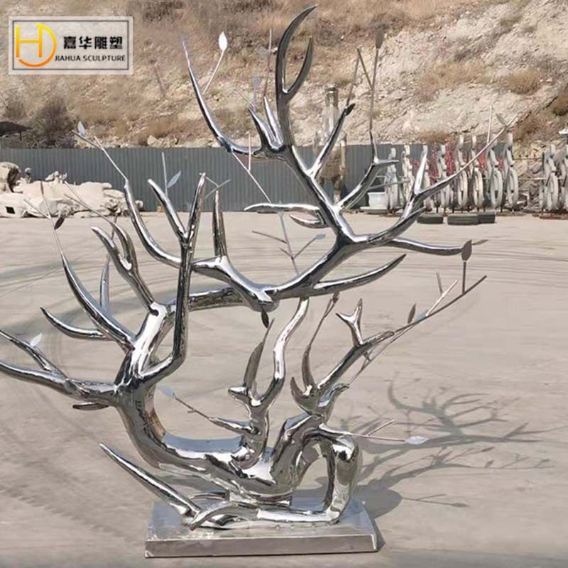 不锈钢树枝雕塑户外仿真景观装饰园林造景艺术品抽象镜面树藤摆件
