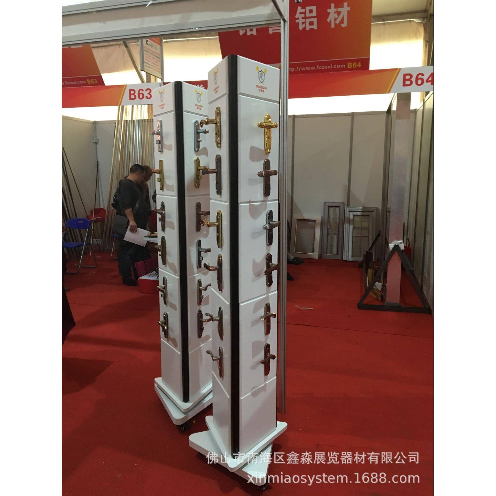智能锁参展旋转展架 铝合金边框拆装式高档展示架 三角形移动架厂