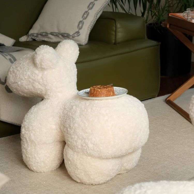 中古网红Pony Chair奶油白孟买仿羊毛卷小马椅儿童休闲座椅脚蹬