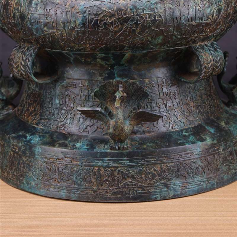 古青铜器鼓人物贮贝器做旧储备器收藏品摆件博古架博物馆送礼