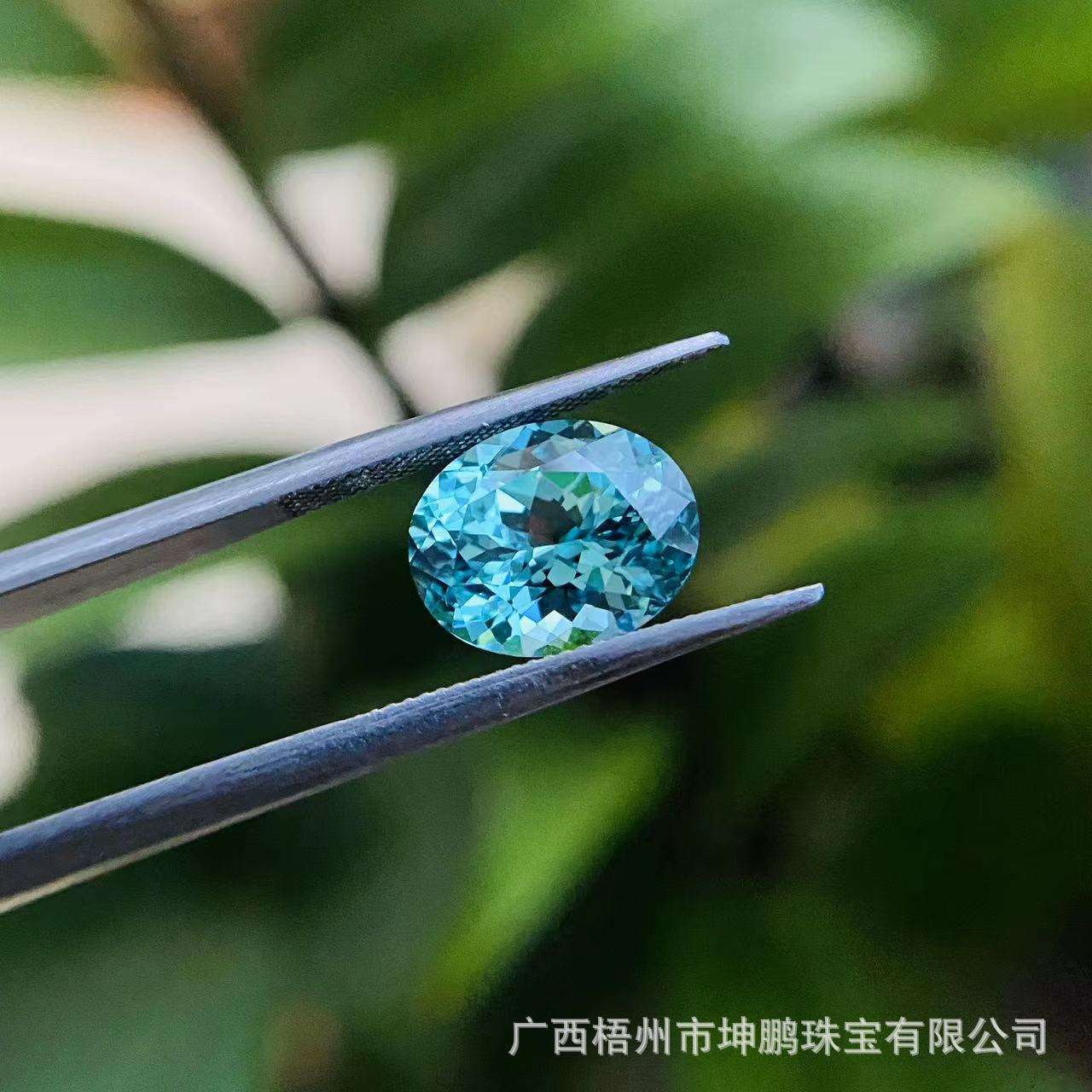 霓虹蓝帕拉伊巴碧玺再生实验室培育蓝宝石椭圆形可过钻笔GRC证