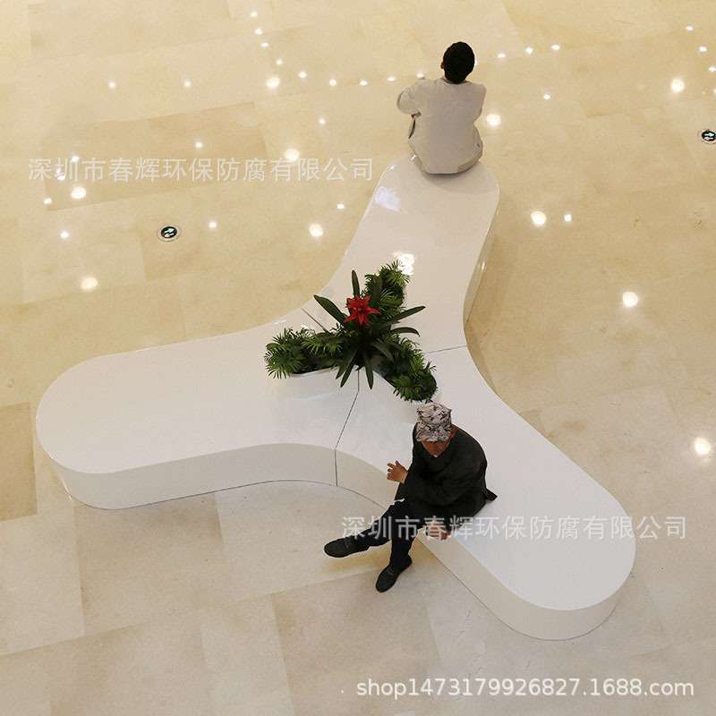 创意玻璃钢商场休闲椅学校花盆组合休息区座椅公共区美陈装饰坐凳