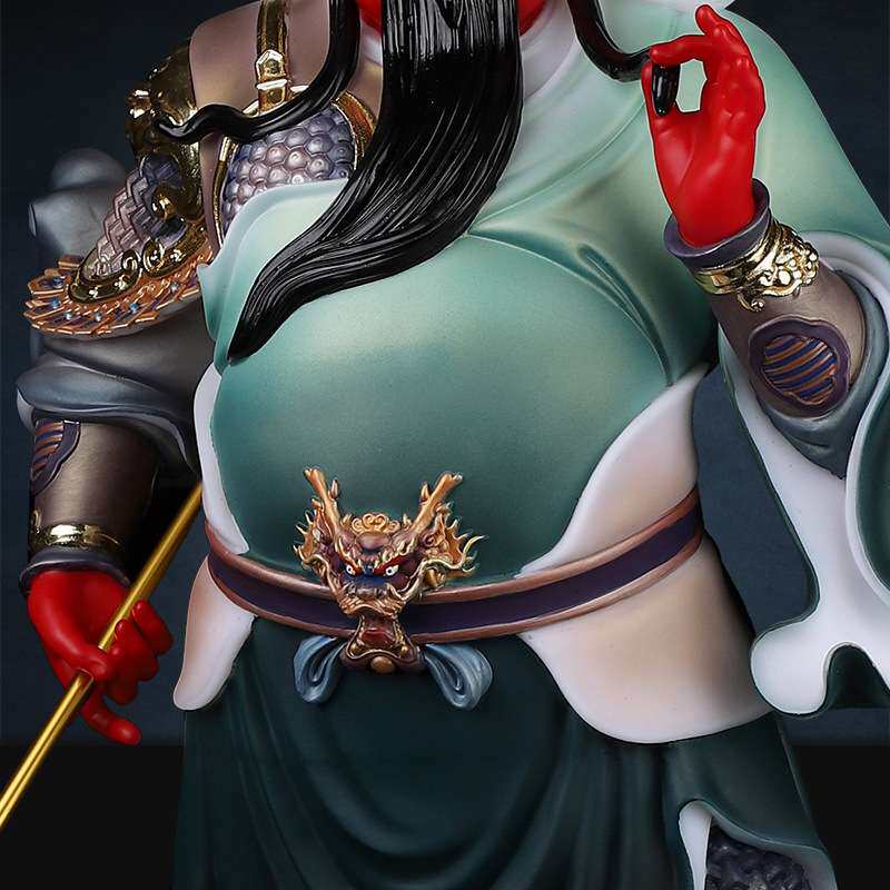 仿汉白玉关公神像居家供奉绿袍武财神关羽关二爷店铺公司开业摆件