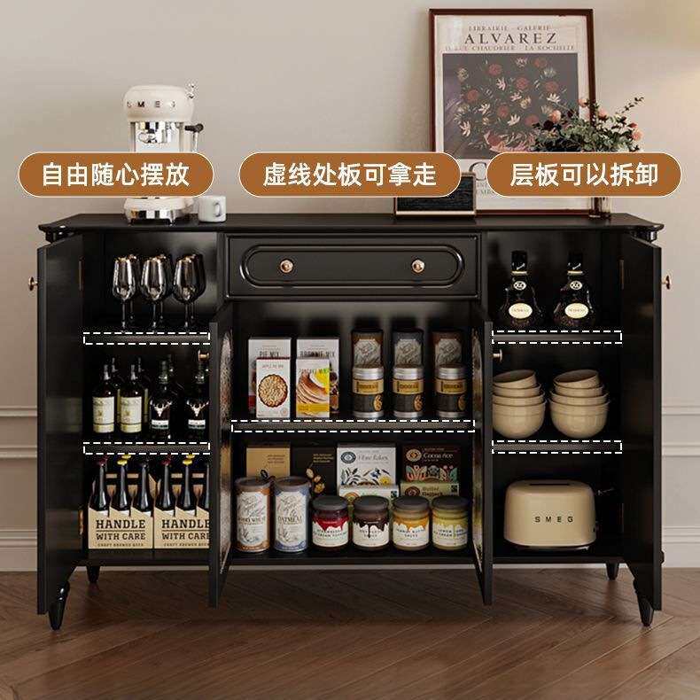 法式美式复古餐边柜客厅靠墙一体家用储物柜实木厨房玄关茶水橱柜