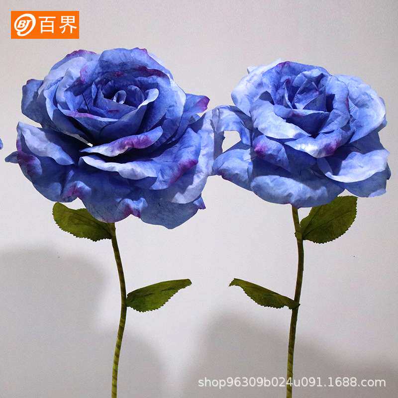 仿真玫瑰花纸艺花仿真单支客厅装饰花商场店铺摆设花艺摆件花艺