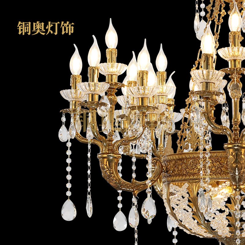 铜奥欧式复式楼别墅大吊灯法式大堂客I厅餐厅书房楼梯全铜水晶
