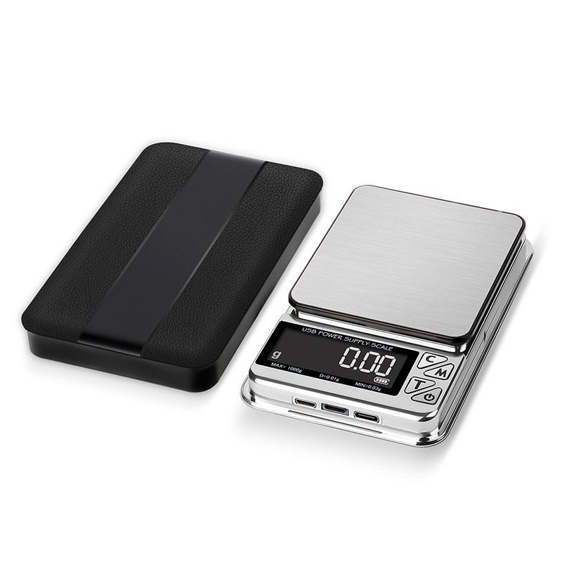 家用克秤电子秤1000g/0.01g珠宝秤克拉秤 0.1g USB插电充电口袋秤