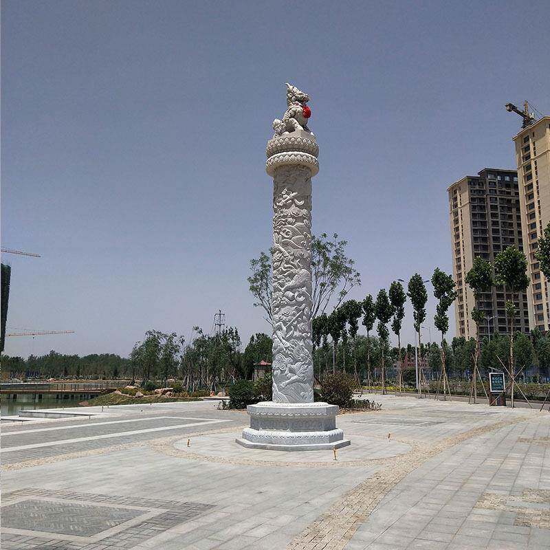 园林景观石雕龙柱景区大门雕刻盘龙柱花岗岩石雕龙柱青石龙柱