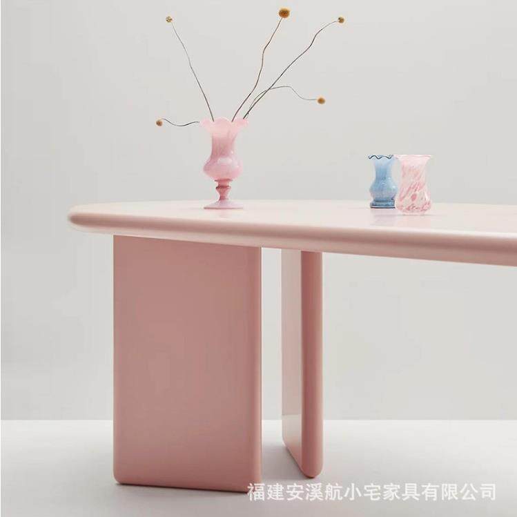 实木家用客厅餐桌简约轻奢创意椭圆形办公桌咖啡桌会客洽谈桌长桌