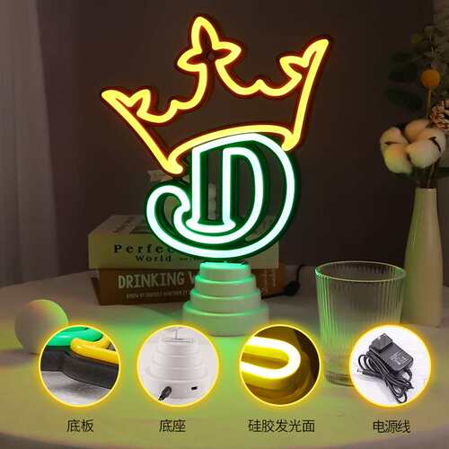 led仿霓虹灯logo造型摆台酒吧展示发光道具亚克力造型灯