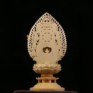 桧木雕刻坐西方三圣摆件家居供奉摆件客厅办公室装饰品.木质工艺