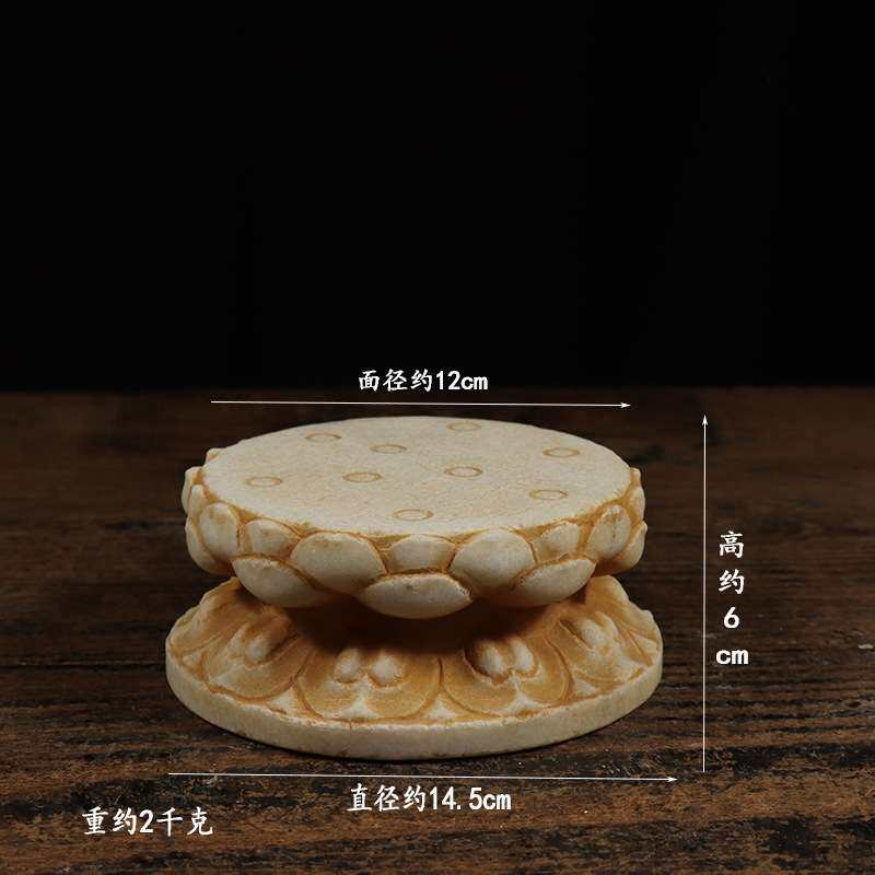 仿古石雕天然石材民俗怀旧 汉白玉白石莲花底座复古茶席装饰底座