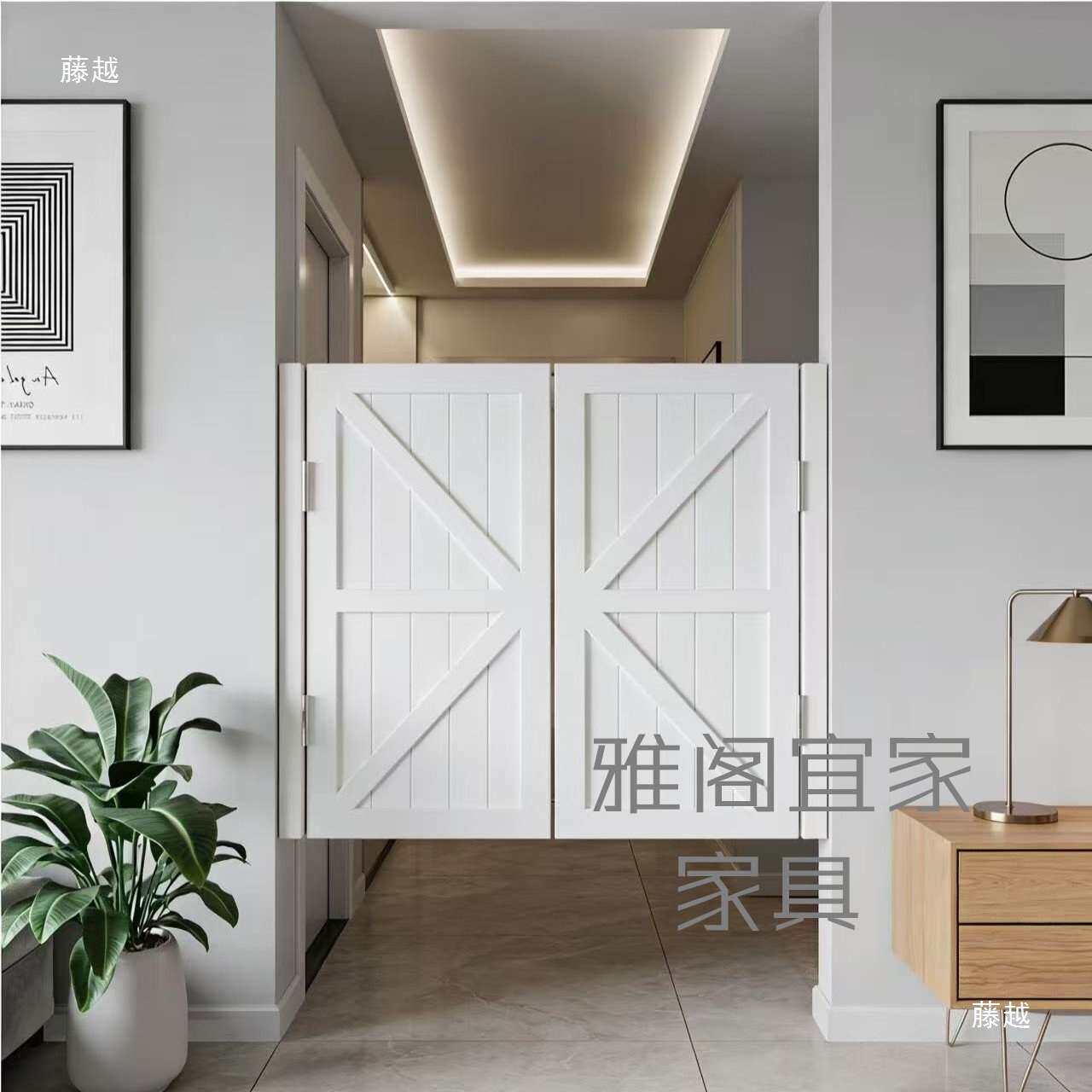 现代简约木质隔断门厨房门矮门双开门室内半腰门栅栏门吧台门小门