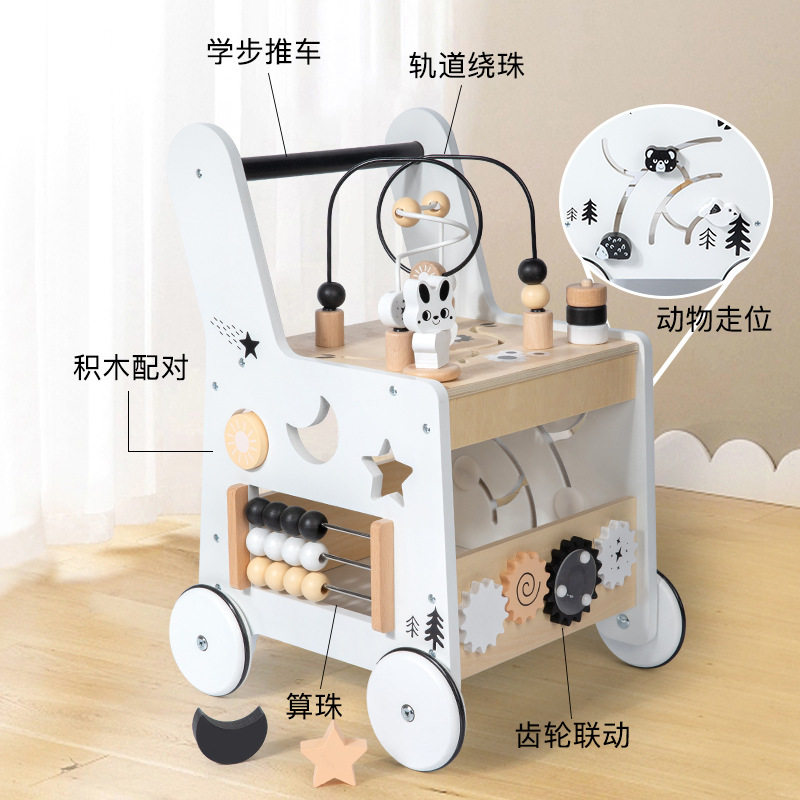ns风儿童木质仿真购物推车玩具学步推车过家家木制品玩具批发幼儿