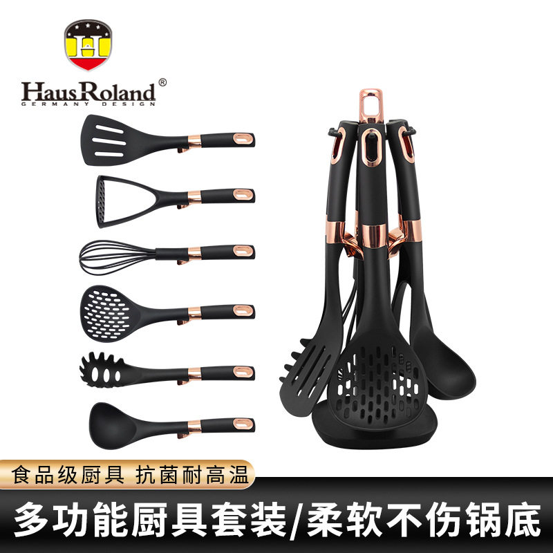 创意勺子套装家用汤勺厨具炒菜锅铲厨房餐具尼龙黑色锅铲