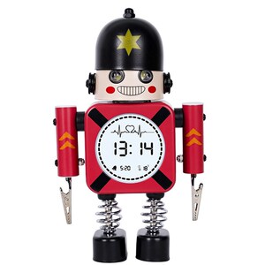 新款LED电子j机器人闹钟学生儿童创意智能静音大兵数字闹钟表