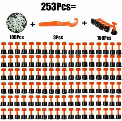 跨境253pcs/袋装瓷砖找平调平器T型调整器十字铺地贴墙砖定位工具
