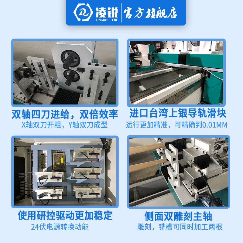 全自动多功能一体数控木工车床浮雕圆雕铣槽 1N516 自动打磨楼梯