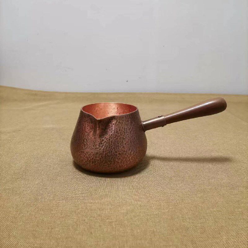 纯铜杯分茶器纯手工锤点侧把煮茶罐罐茶壶公道杯烤茶W罐电碳铜炭