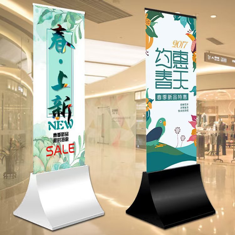 展示架立式玻璃立牌不锈钢双面钢化玻璃立牌底座广告商场屏风