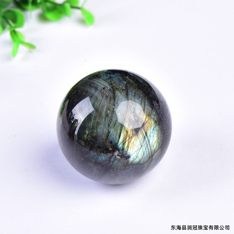 供应天然水晶球天然拉长石球摆件 灰月光石原石风水摆件
