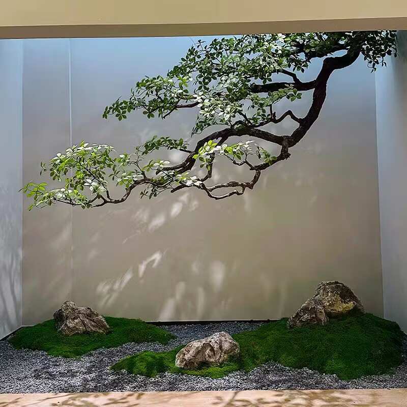 精品倒挂海岛春花悬挂花艺绿植造景室内橱窗植物景观装饰仿真假树