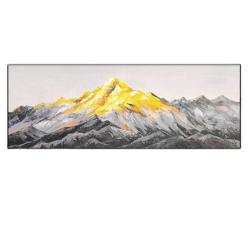 新中式纯手绘油画客厅墙现代轻奢床头装饰画高级立体感灰色金山