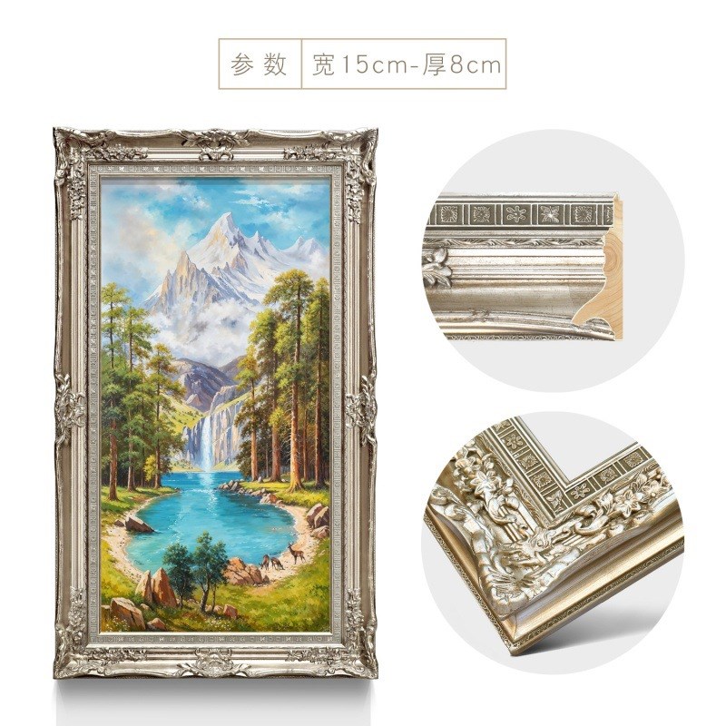 玄关装饰画欧式i走廊墙画挂画欧式山水风景聚宝盆过道壁画大芬油
