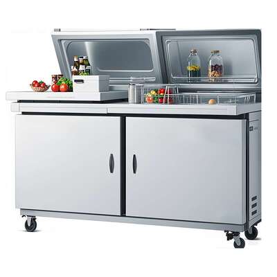 不锈钢多门沙拉冷藏台 salad bar freezer商用餐饮后厨保鲜操作台