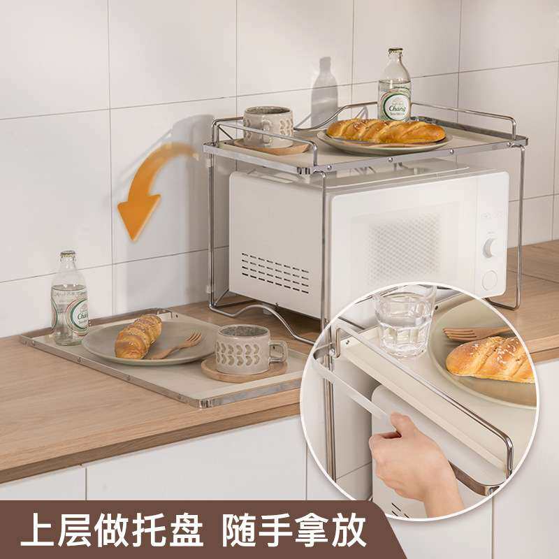 源头工厂厨房多功能置物架韩式微波炉烤箱架子餐盘调料收纳落地桌