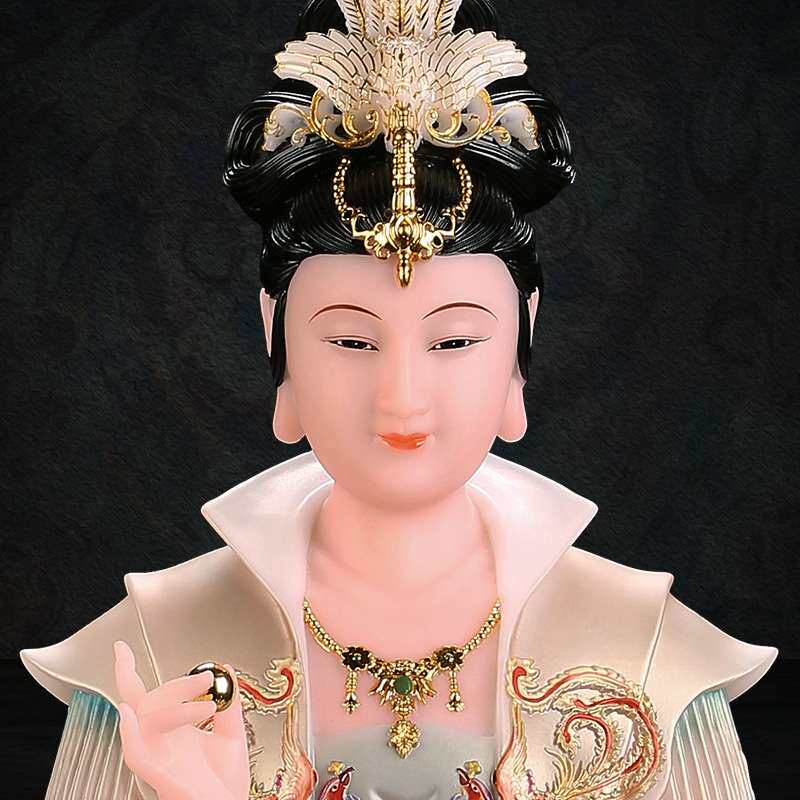 女娲娘娘神像家用供奉创世女神娲皇仿汉白玉女娲伏羲像摆件