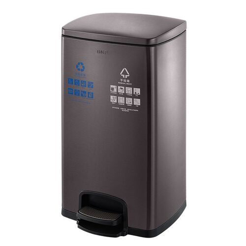 不锈钢脚踏垃圾桶分类家用商用厨房客房客厅卫生间双内桶带盖方形