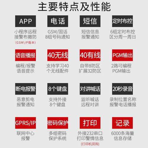 艾礼信ALX-238T防盗报警器gsm报警主机有线无线联网报警器