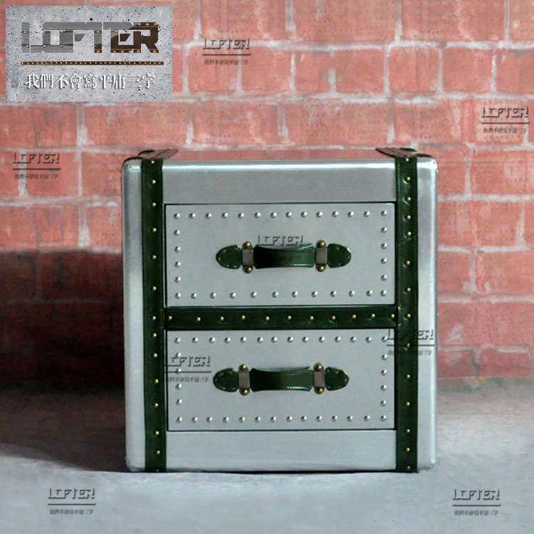 铝皮铆钉角几后现代主义家具双抽装饰柜LOFT工业风个性沙发边几
