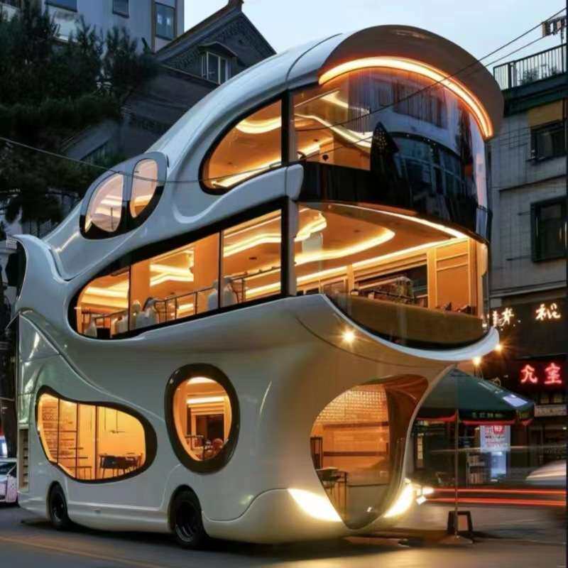 双层巴士网红餐车摆摊地摊夜市景区商业街用车奶茶冷饮冰淇淋咖啡