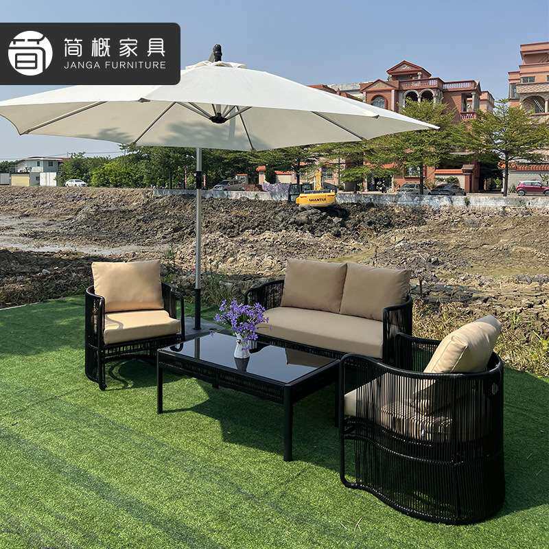 休闲别墅沙发家具庭院花园沙发组合室外露台阳台藤椅防水防晒沙发