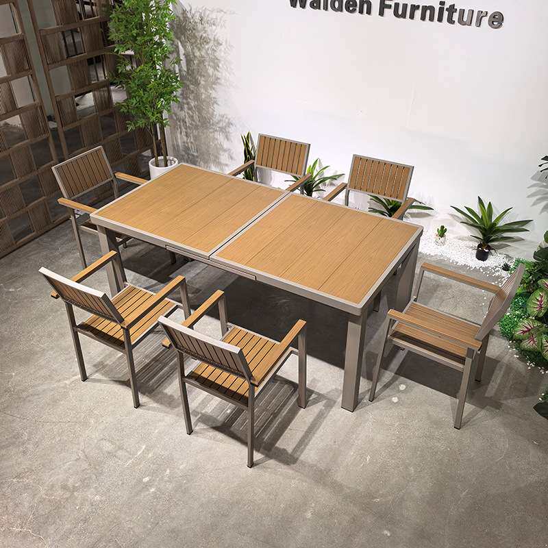 室外仿木桌椅阳台花园防水防晒露台奶茶店咖啡厅户外餐桌椅子组合