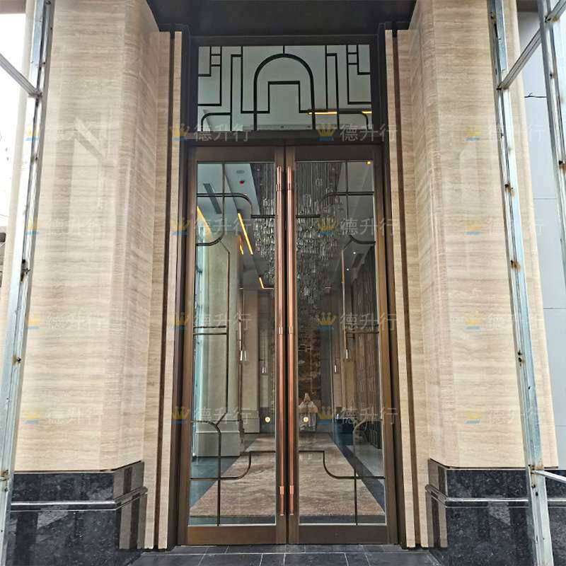 酒店大堂不锈钢玻璃大门 小区现代中式售楼部示范区景观大门