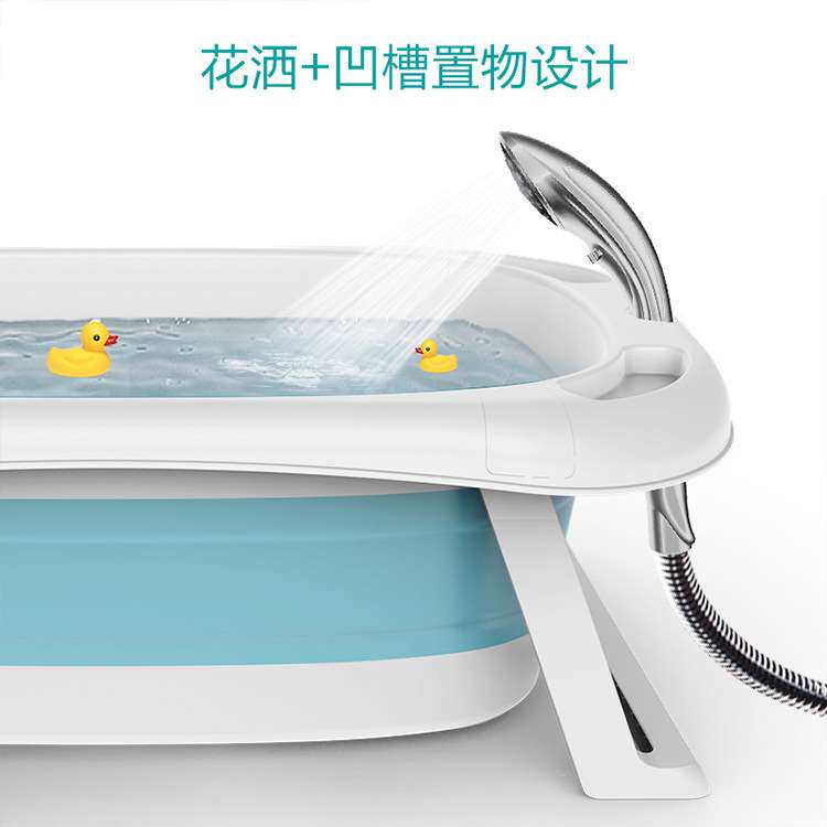 儿童智能感温折叠洗澡盆加大加长可坐可躺沐浴盆新生儿洗浴盆