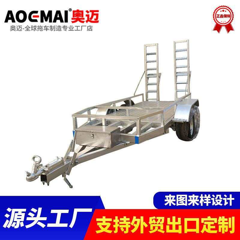 挖掘机拖车 出口定 制平板拖车热镀锌农机履带工具车 拖车工厂