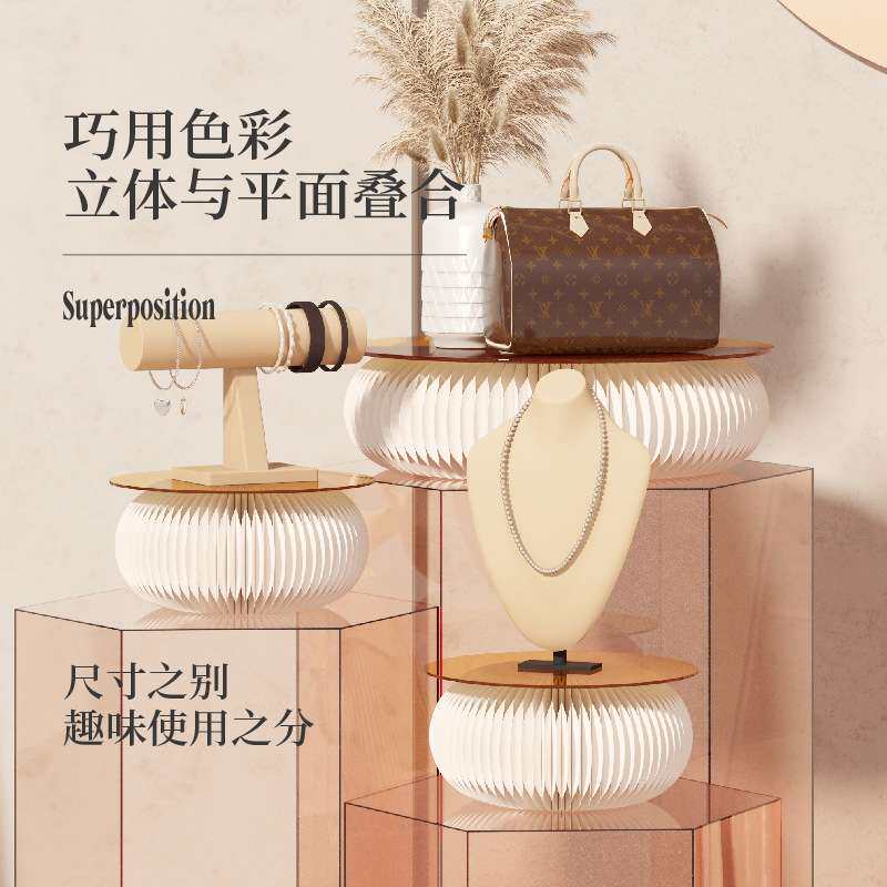 十八纸甜甜圈微展台圆形展示台可折叠小摆台装饰拍摄陈列架小展架