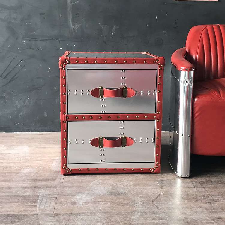美式工业风loft铝皮角几铆钉金属边几复古个性酒吧清吧储物边柜