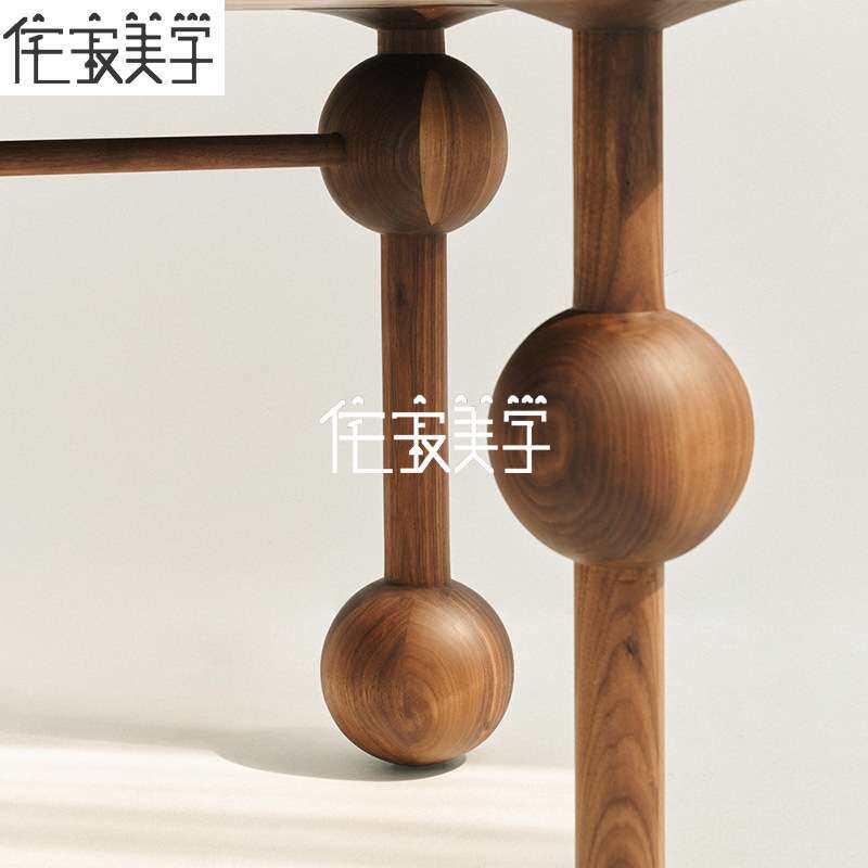 现代简约实木餐桌异形小众后现代设计品味复古北欧风长条原木书桌