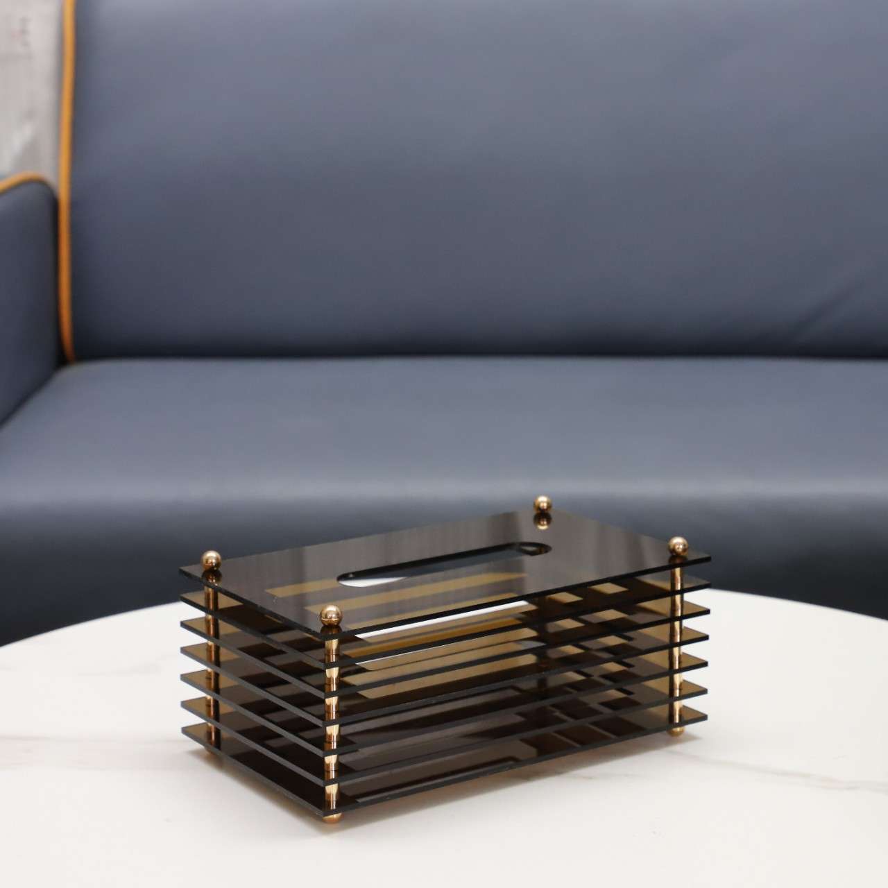 欧式简约亚克力层叠抽纸盒创意摆件客厅卧室玄关办公室家居装饰品